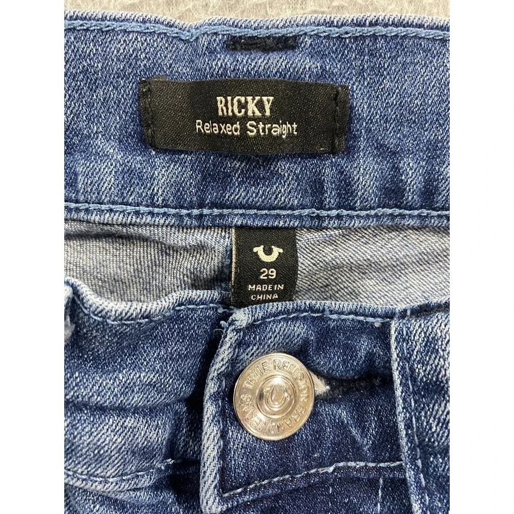 True Religion Mens Jeans Size 29 (30x33) Ricky Relaxed Slim Fit Stretch Straight